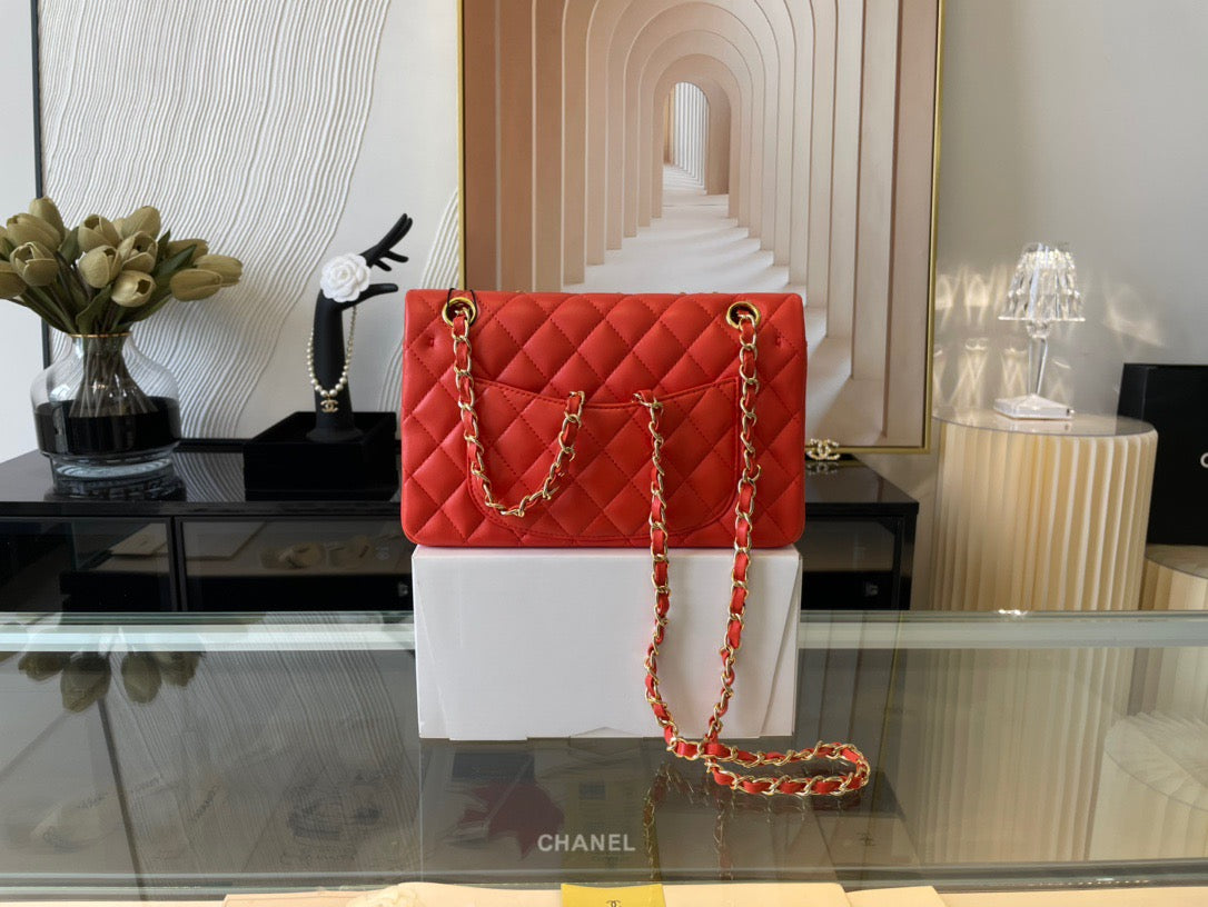 Chanel Classic Flap Small In Orange Lambskin