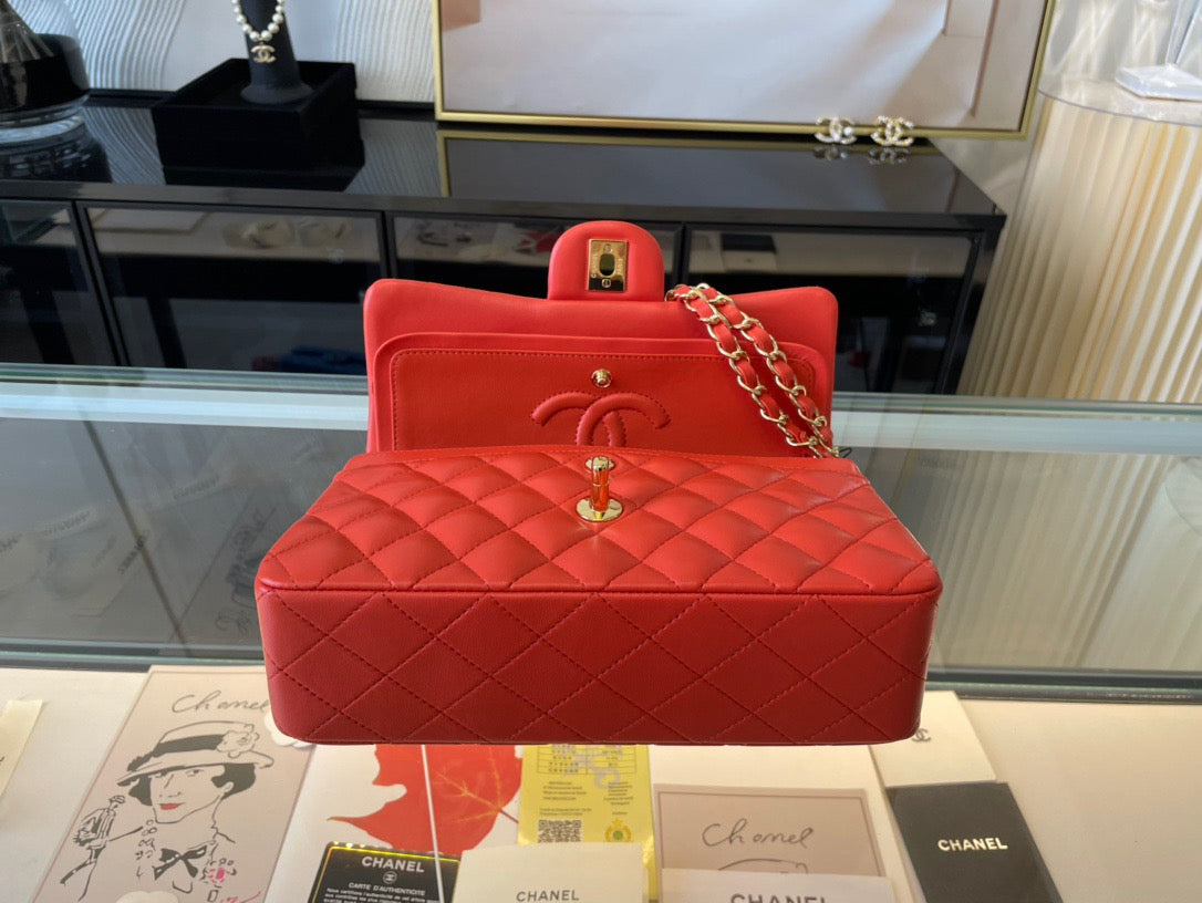 Chanel Classic Flap Small In Orange Lambskin