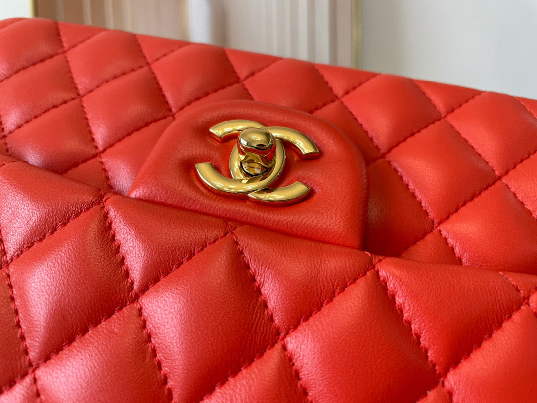 Chanel Classic Flap Small In Orange Lambskin