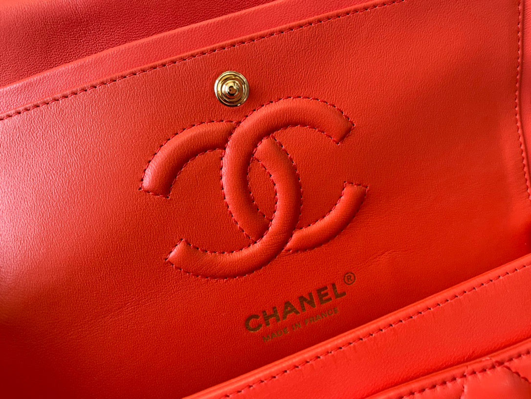 Chanel Classic Flap Small In Orange Lambskin