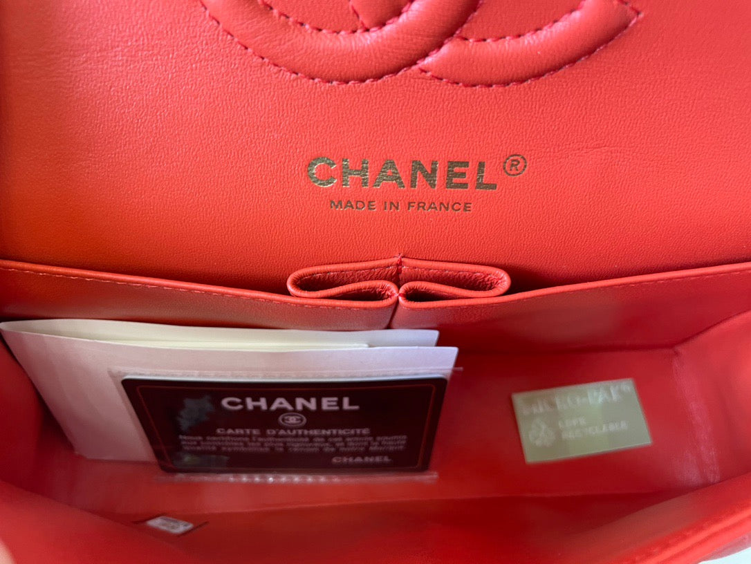 Chanel Classic Flap Small In Orange Lambskin