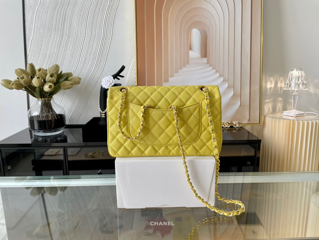 Chanel Classic Flap Medium In Light Yellow Calfskin