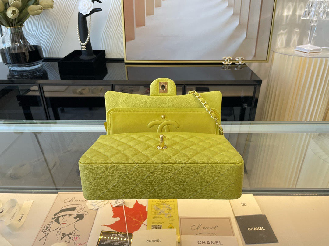 Chanel Classic Flap Medium In Light Yellow Calfskin