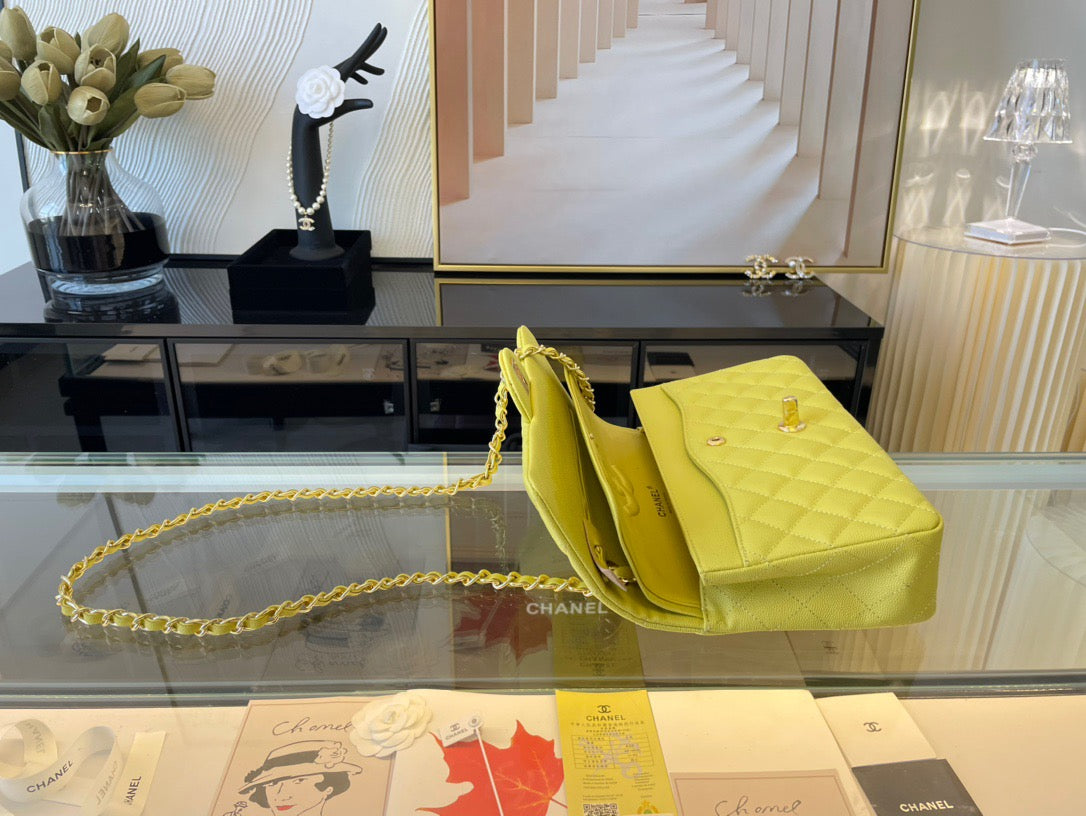 Chanel Classic Flap Medium In Light Yellow Calfskin