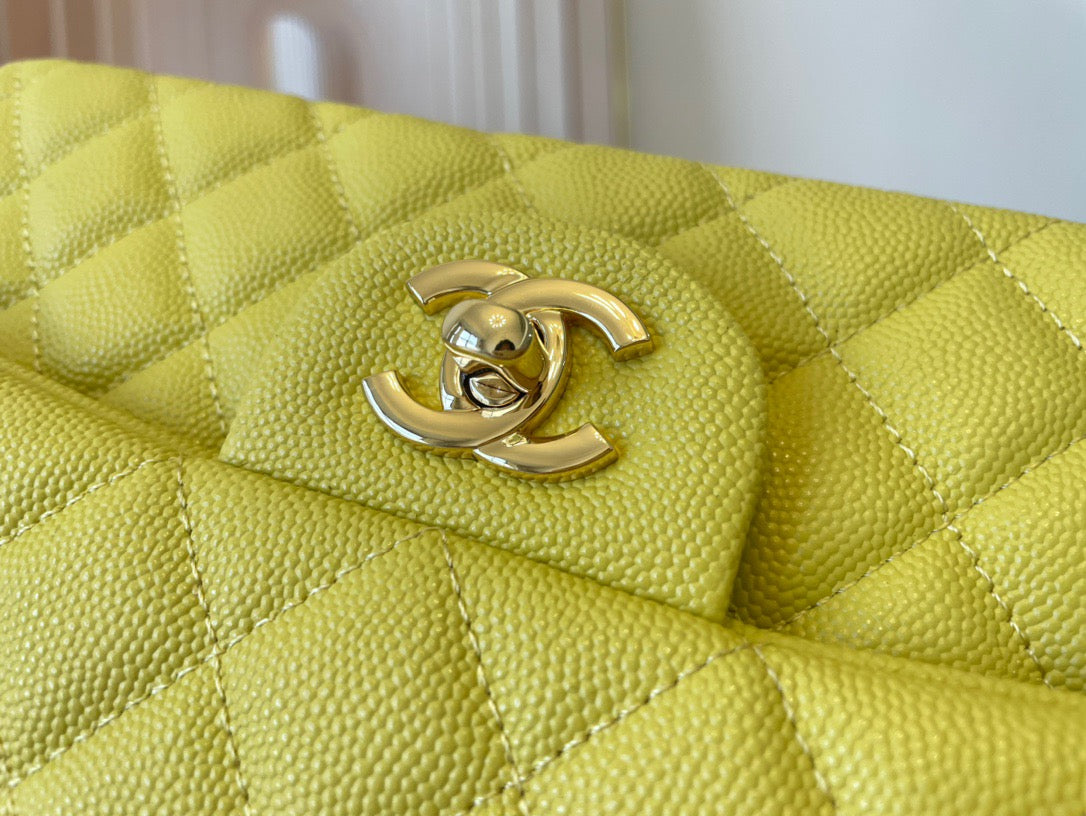 Chanel Classic Flap Medium In Light Yellow Calfskin