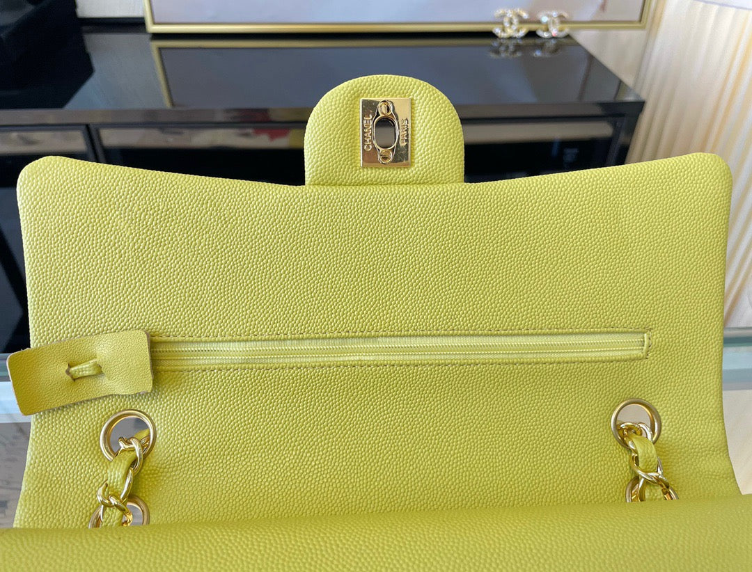 Chanel Classic Flap Medium In Light Yellow Calfskin