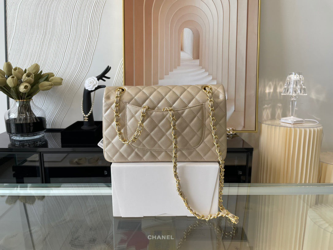 Chanel Classic Flap Medium In Beige Calfskin