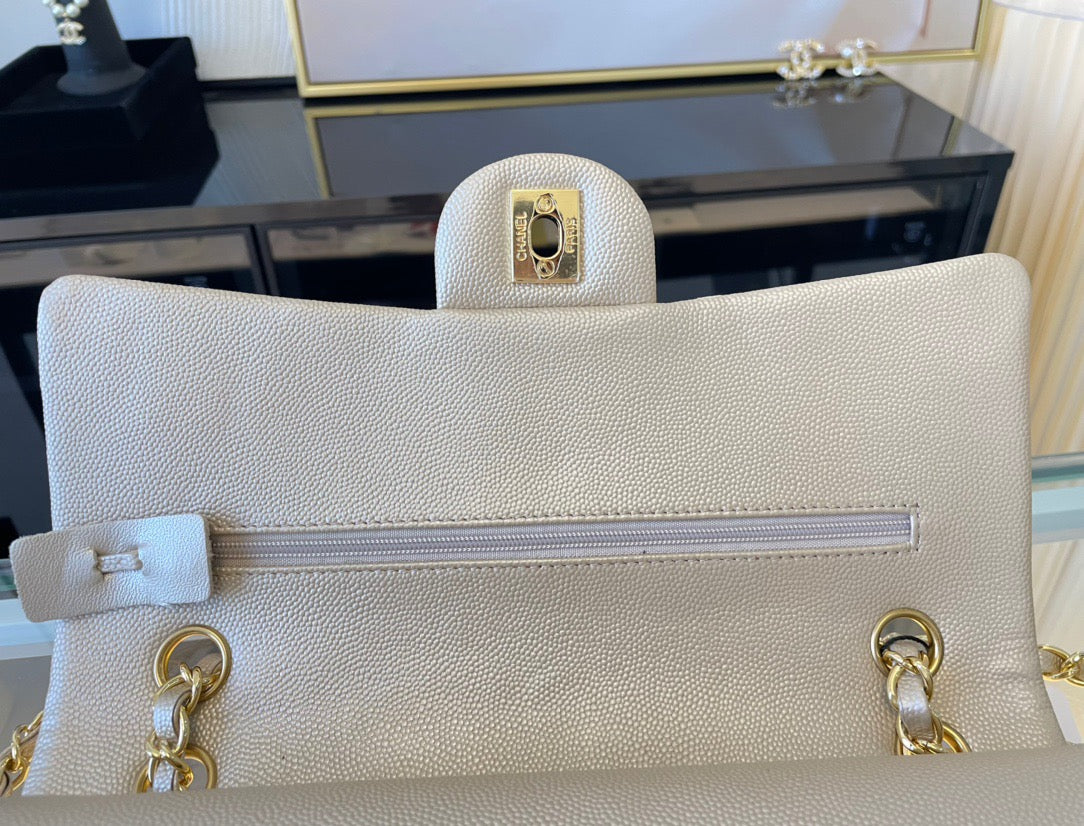 Chanel Classic Flap Medium In Beige Calfskin