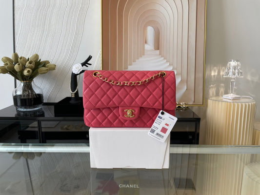 Chanel Classic Flap Medium In Rose Red Calfskin