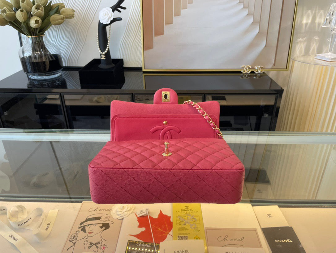 Chanel Classic Flap Medium In Rose Red Calfskin