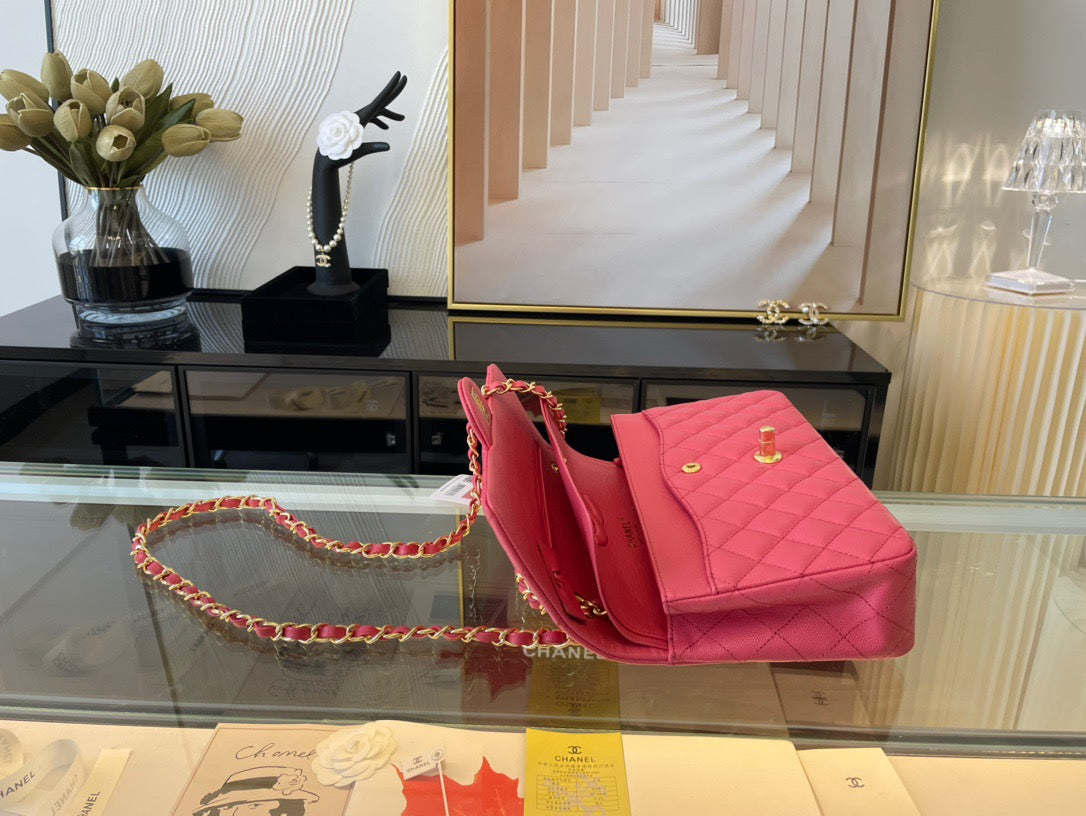 Chanel Classic Flap Medium In Rose Red Calfskin