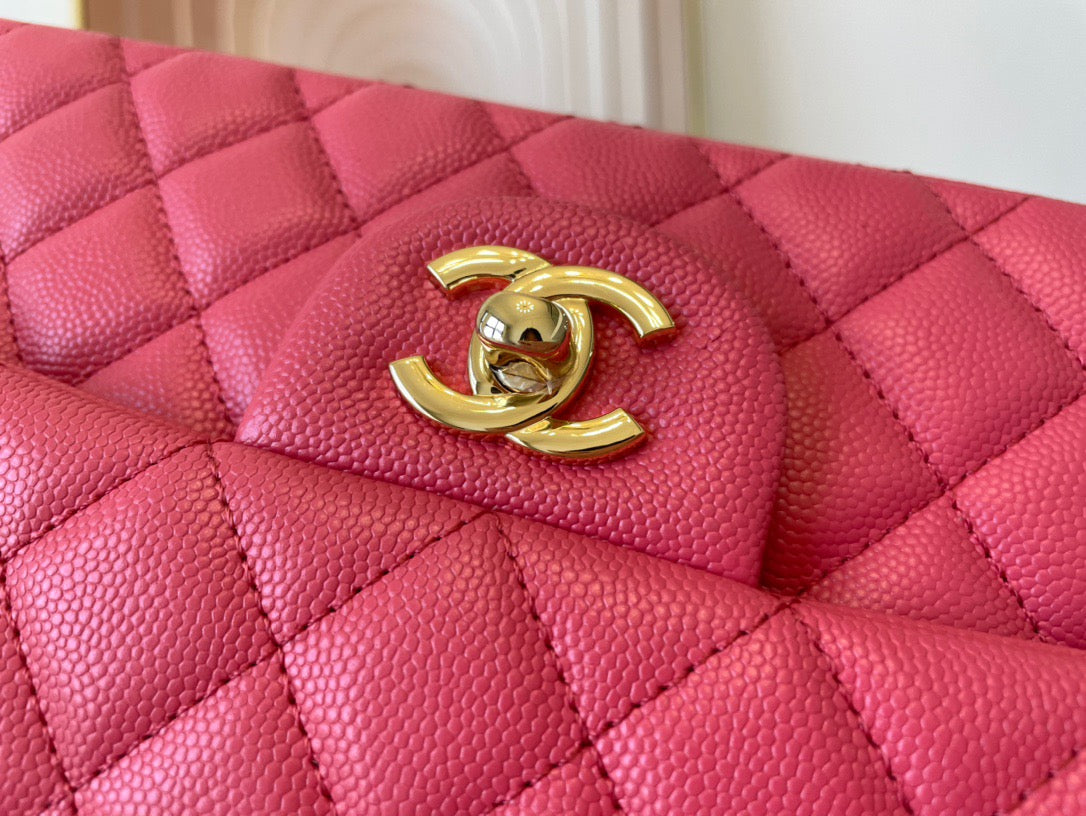 Chanel Classic Flap Medium In Rose Red Calfskin