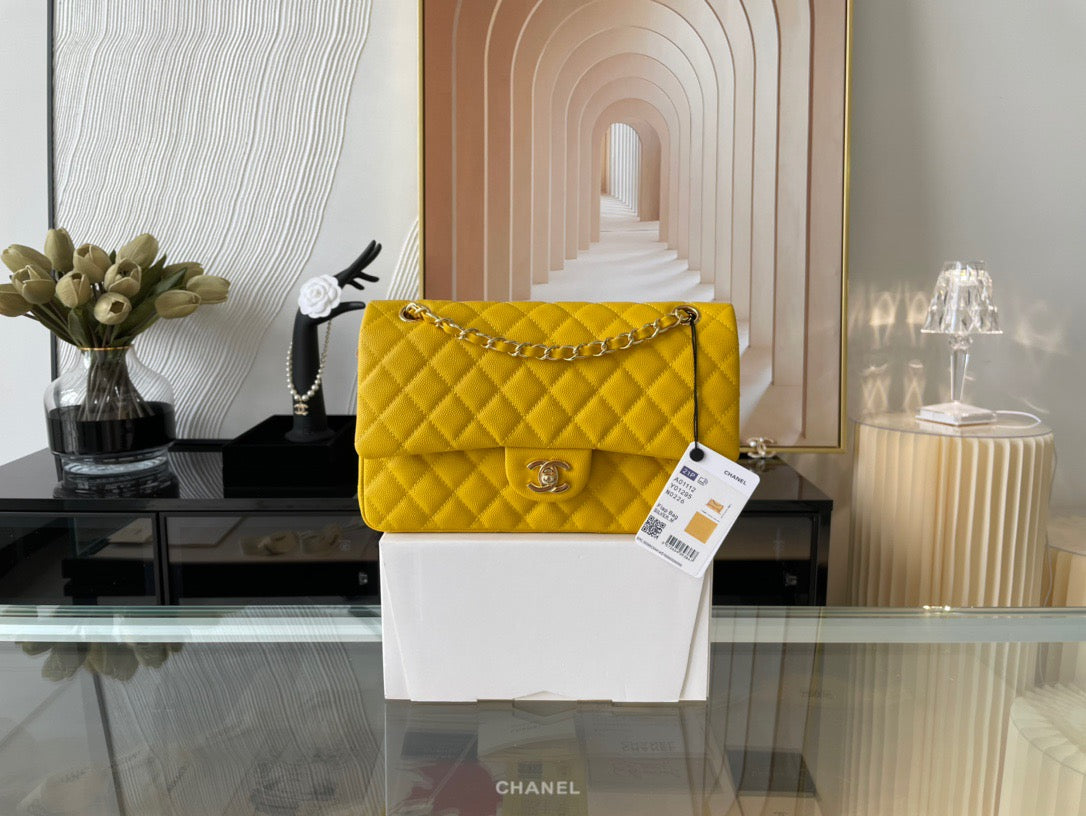 Chanel Classic Flap Medium In Yellow Calfskin