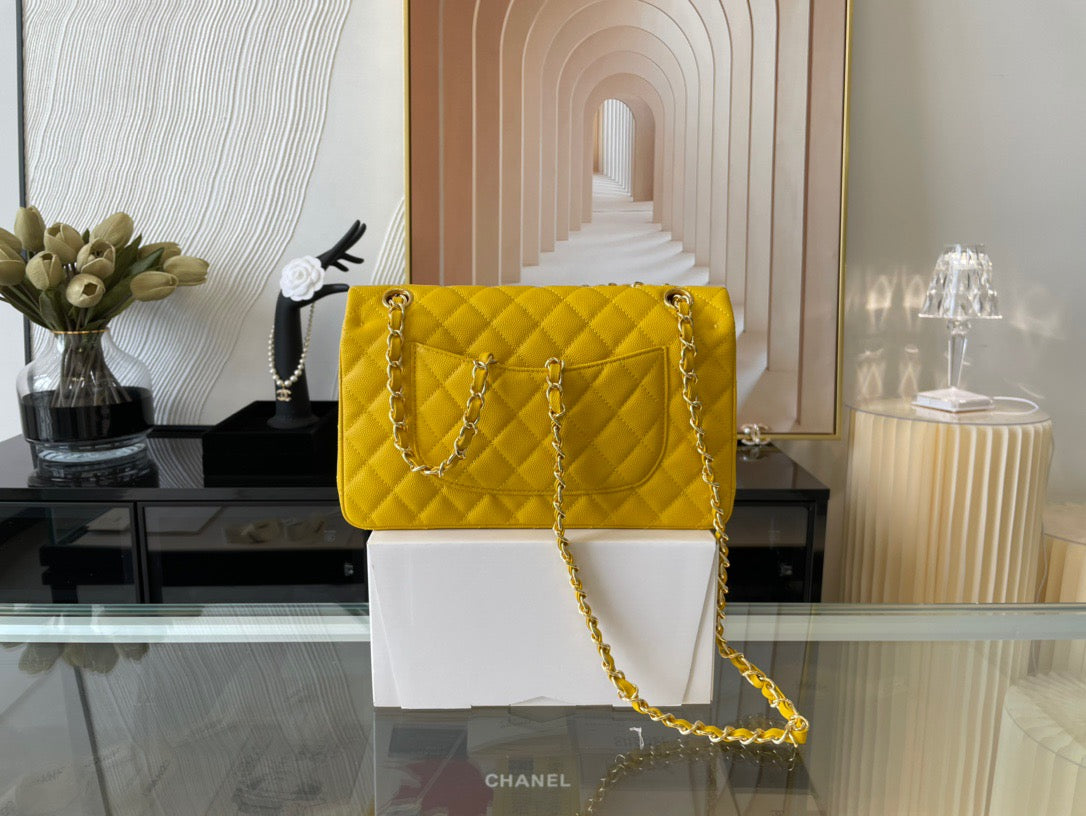 Chanel Classic Flap Medium In Yellow Calfskin