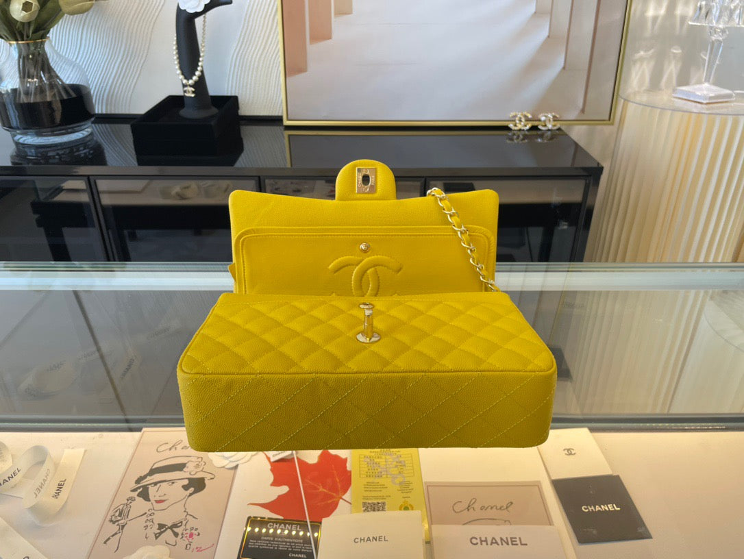 Chanel Classic Flap Medium In Yellow Calfskin