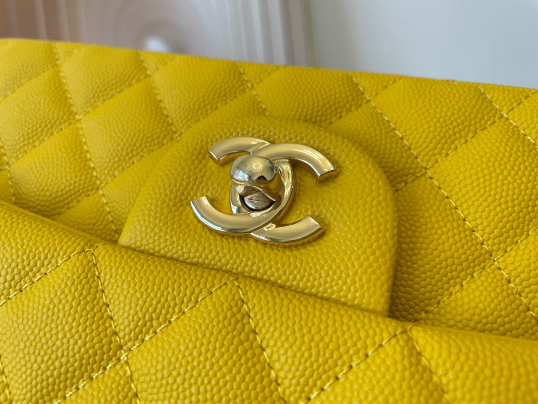 Chanel Classic Flap Medium In Yellow Calfskin