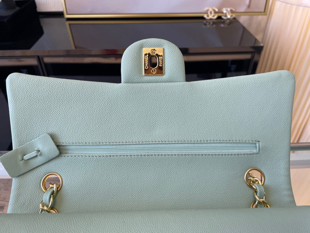 Chanel Classic Flap Medium In Light Green Calfskin