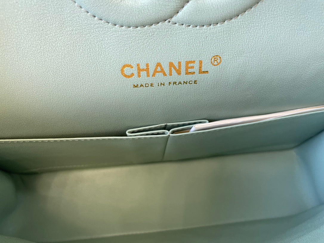 Chanel Classic Flap Medium In Light Green Calfskin