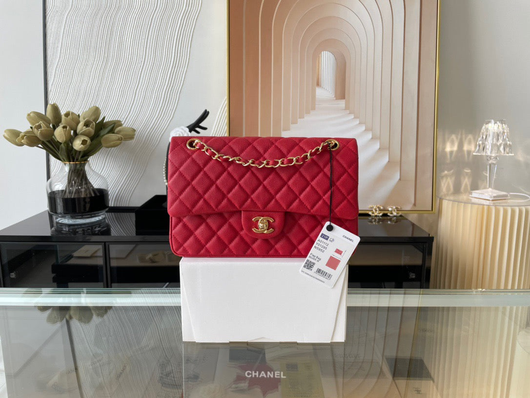 Chanel Classic Flap Medium In Red Calfskin