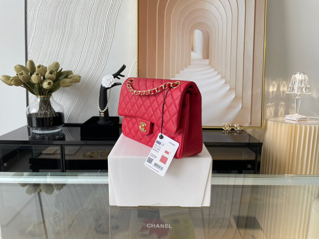 Chanel Classic Flap Medium In Red Calfskin