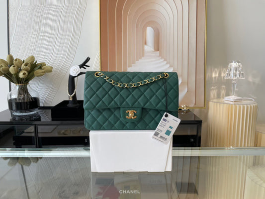 Chanel Classic Flap Medium In Dark Green Calfskin