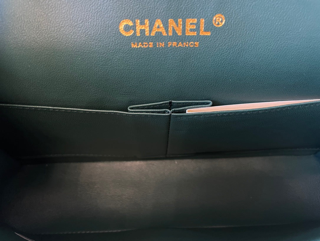 Chanel Classic Flap Medium In Dark Green Calfskin