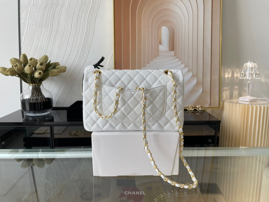 Chanel Classic Flap Medium In White Calfskin