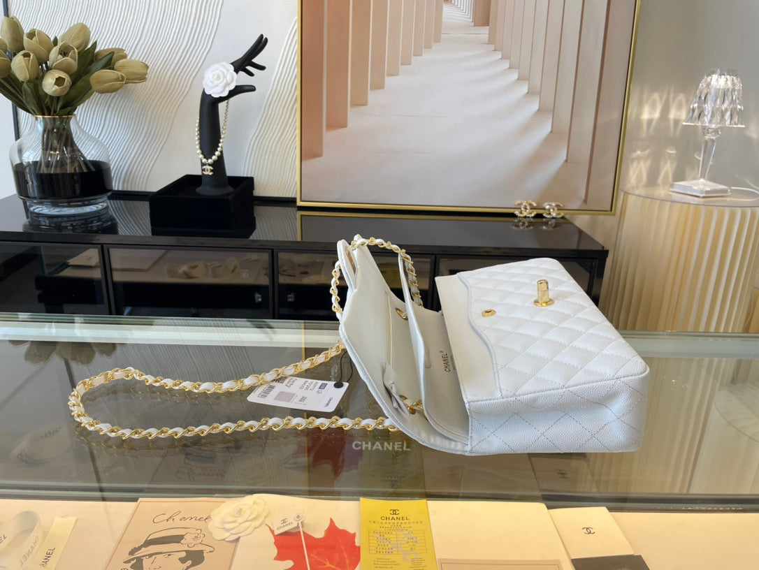 Chanel Classic Flap Medium In White Calfskin