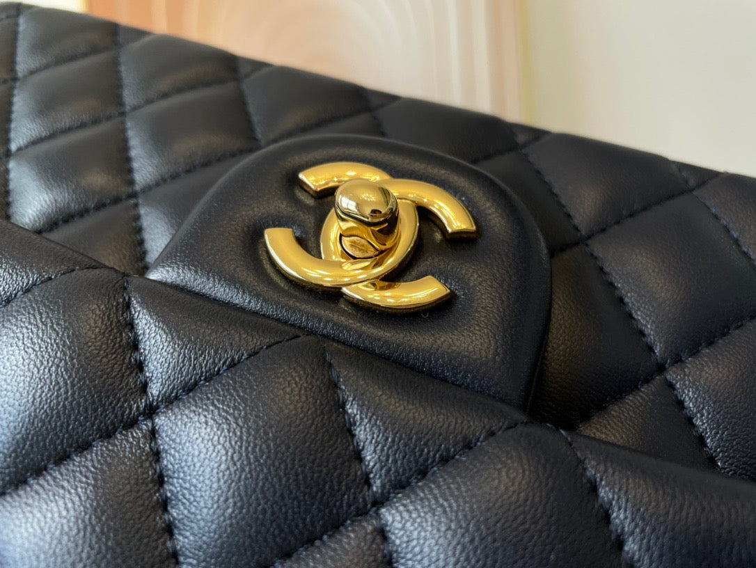 Chanel Classic Flap Medium In Black Lambskin