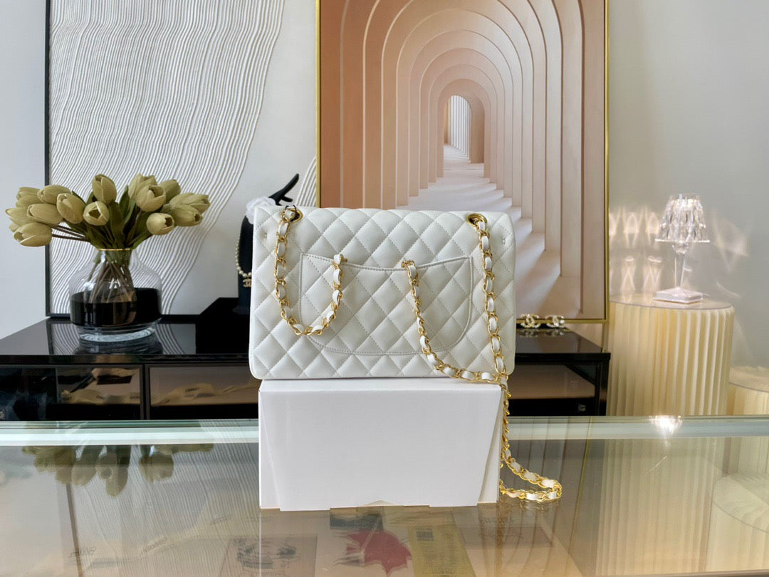 Chanel Classic Flap Medium In White Lambskin