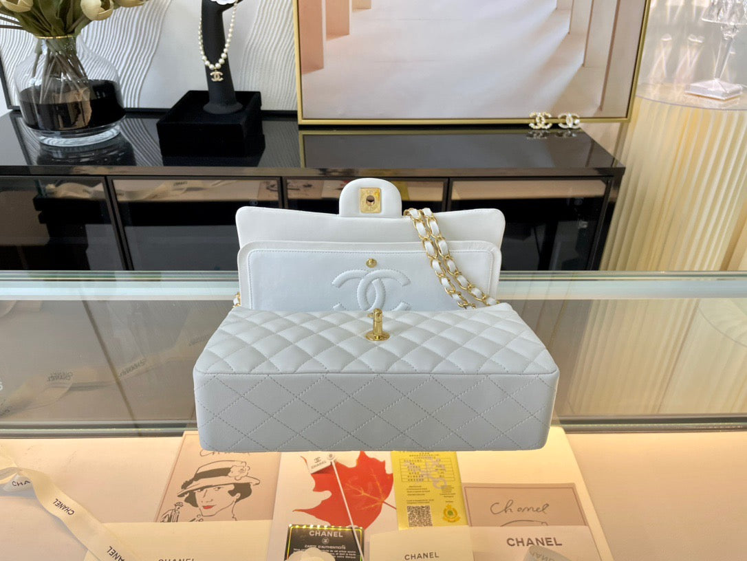 Chanel Classic Flap Medium In White Lambskin