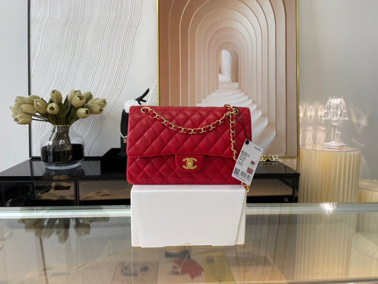 Chanel Classic Flap Medium In Red Lambskin