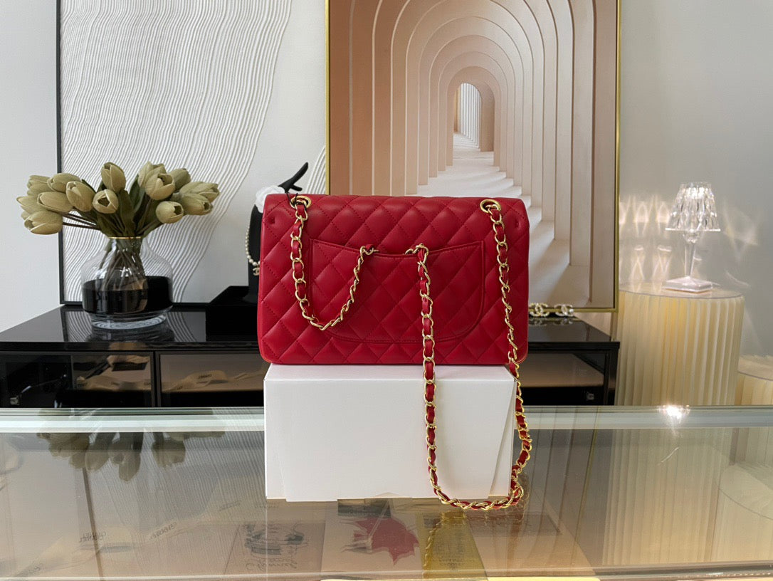 Chanel Classic Flap Medium In Red Lambskin