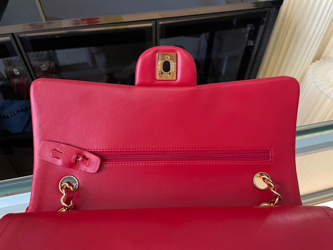 Chanel Classic Flap Medium In Red Lambskin