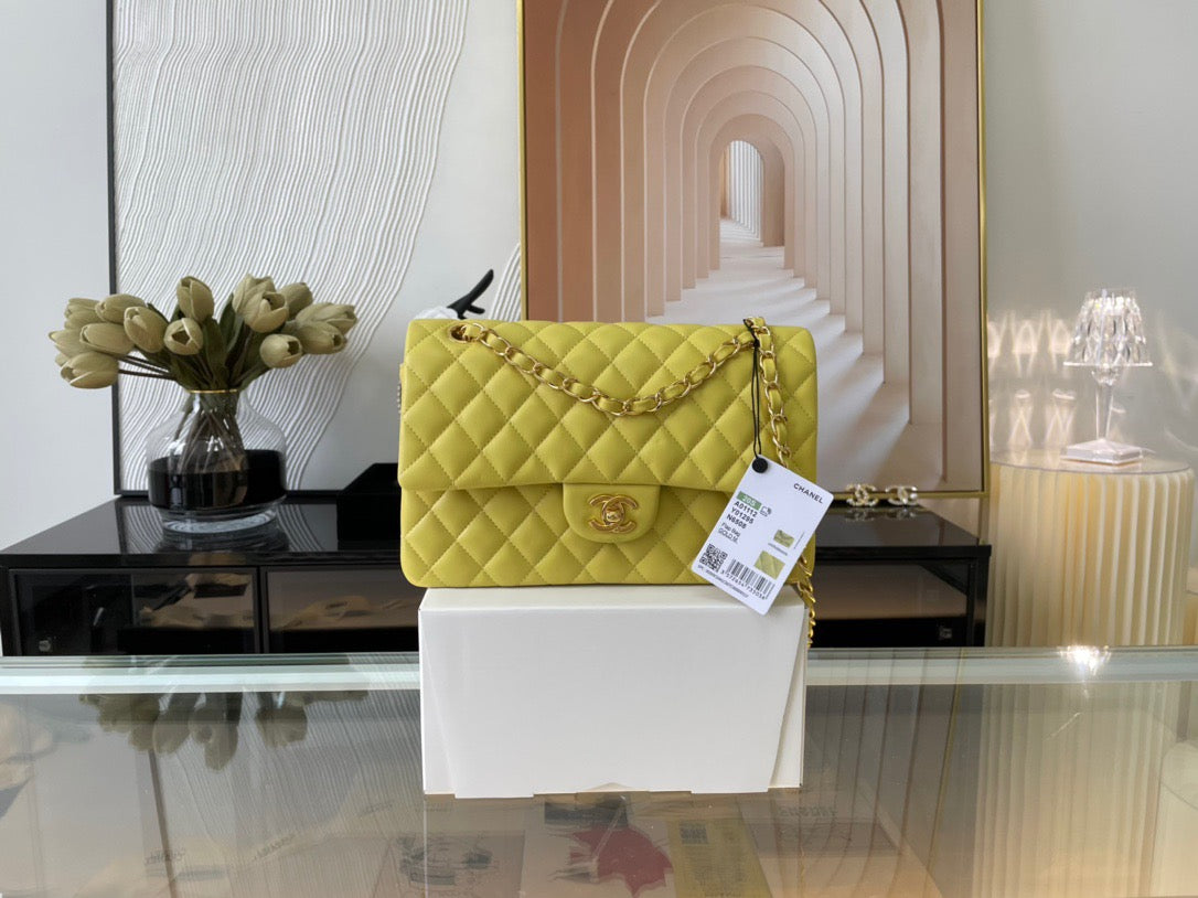 Chanel Classic Flap Medium In Yellow Lambskin