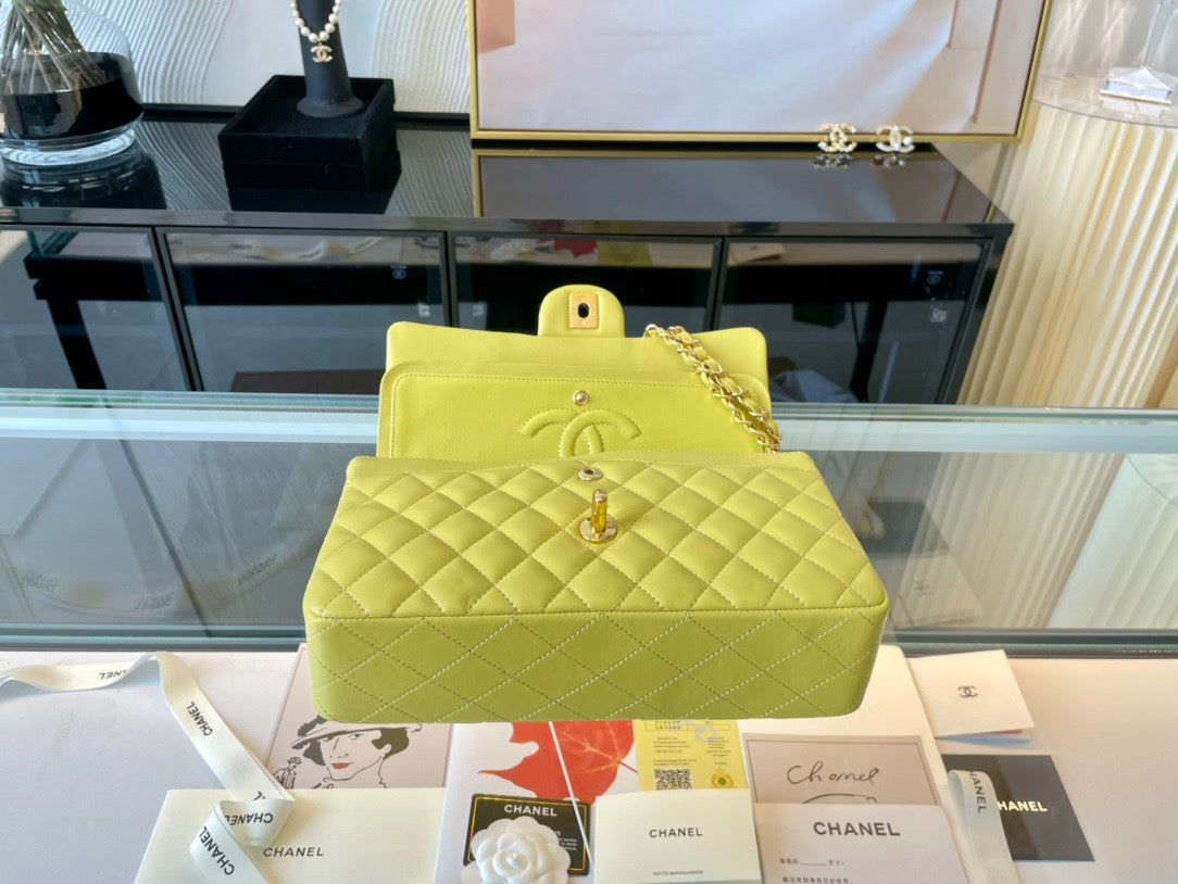 Chanel Classic Flap Medium In Yellow Lambskin