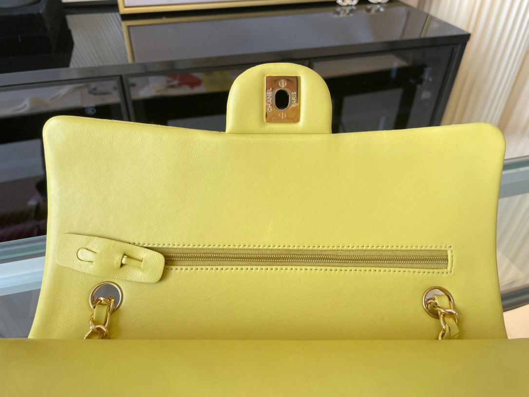 Chanel Classic Flap Medium In Yellow Lambskin