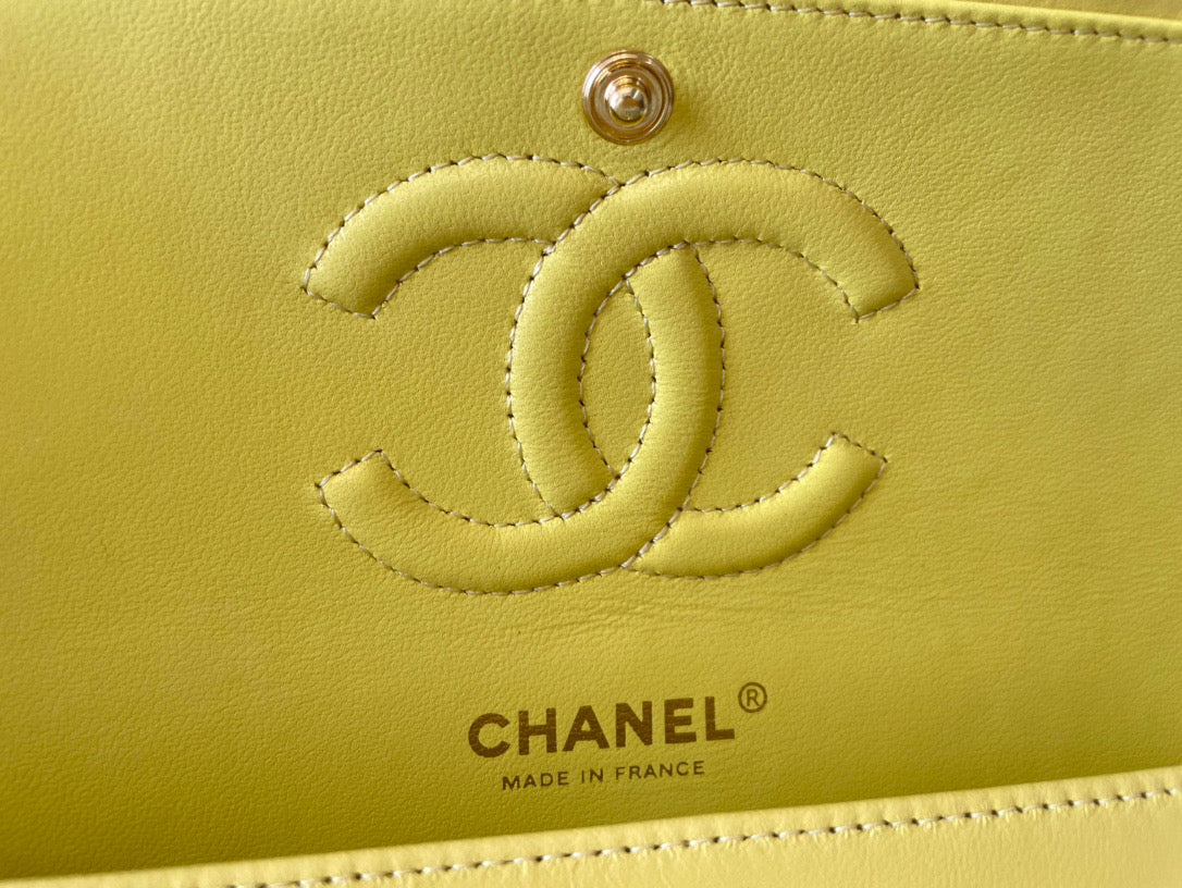 Chanel Classic Flap Medium In Yellow Lambskin