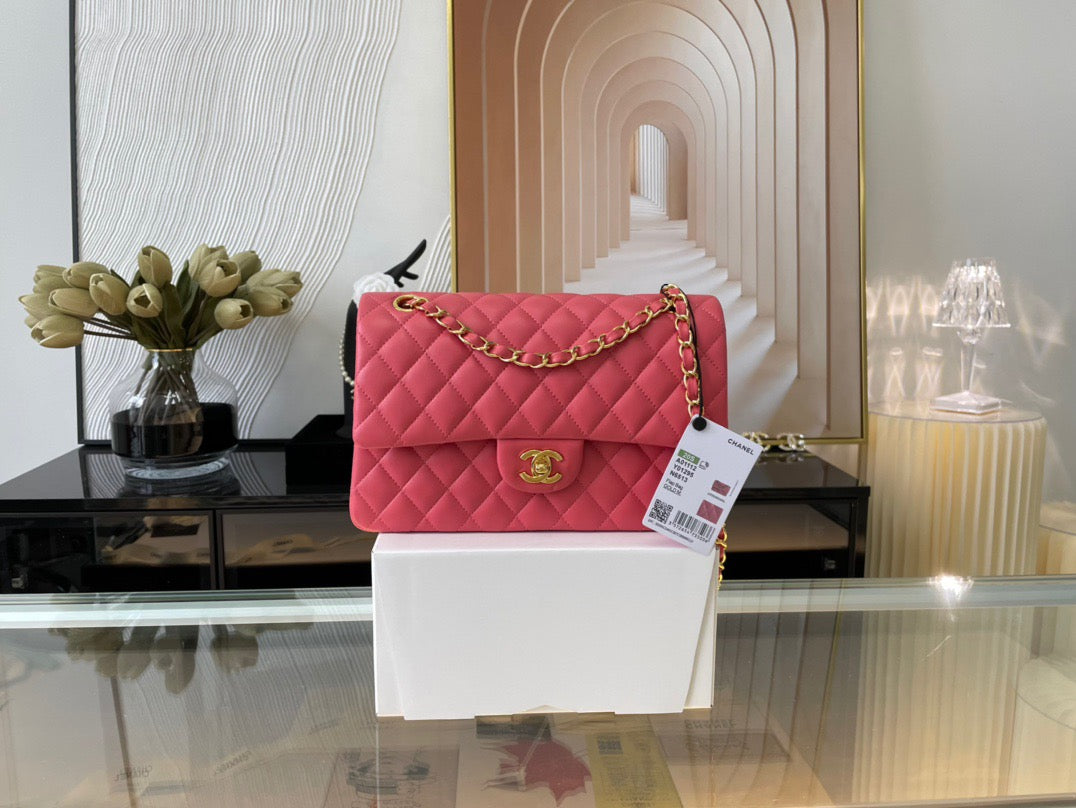 Chanel Classic Flap Medium In Rose Red Lambskin