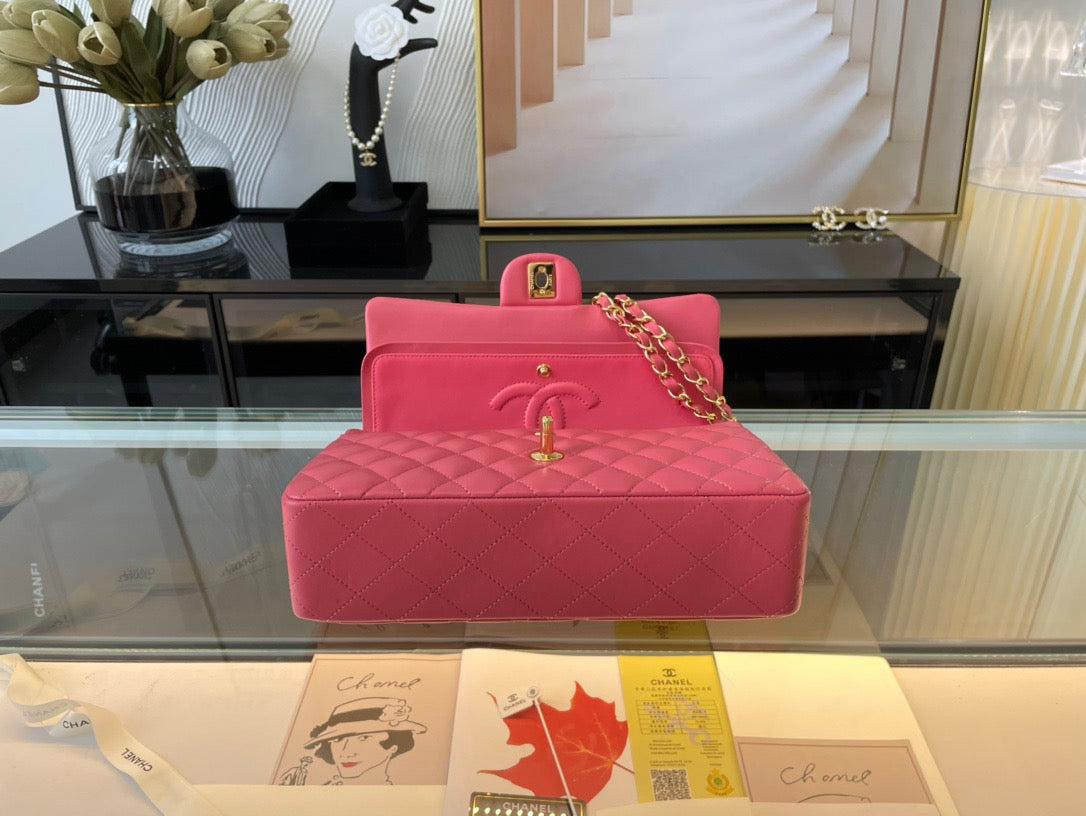 Chanel Classic Flap Medium In Rose Red Lambskin