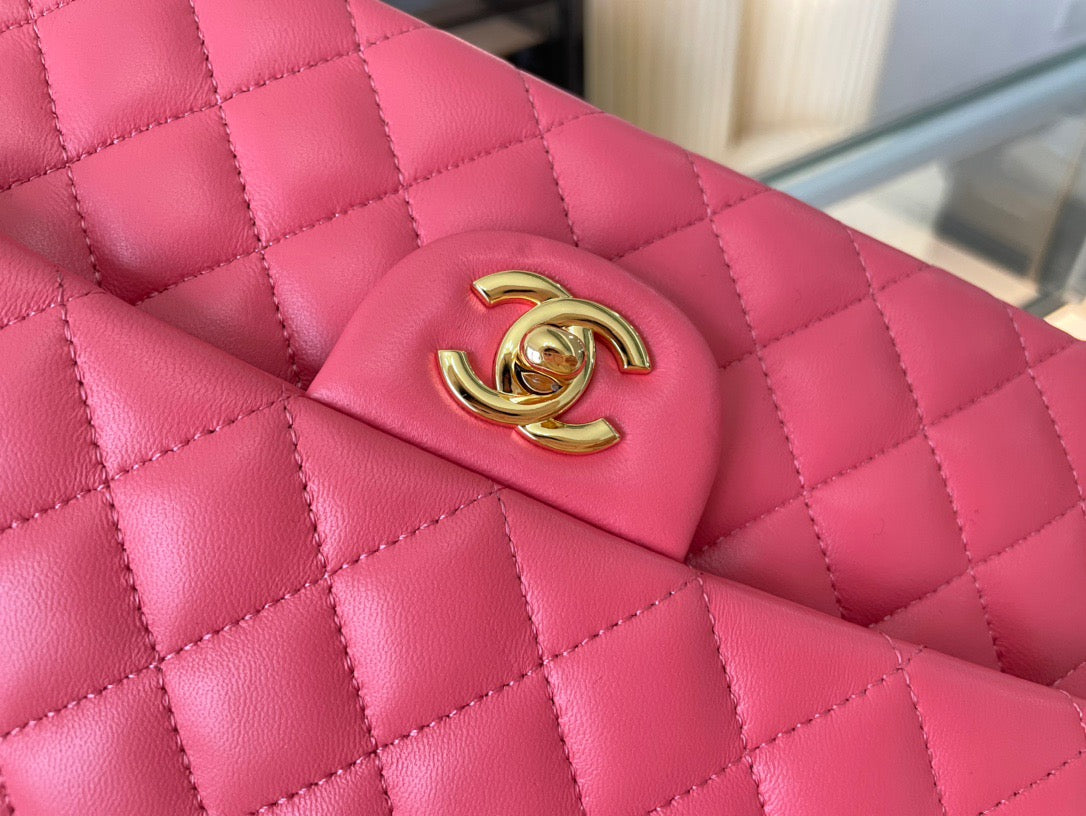 Chanel Classic Flap Medium In Rose Red Lambskin