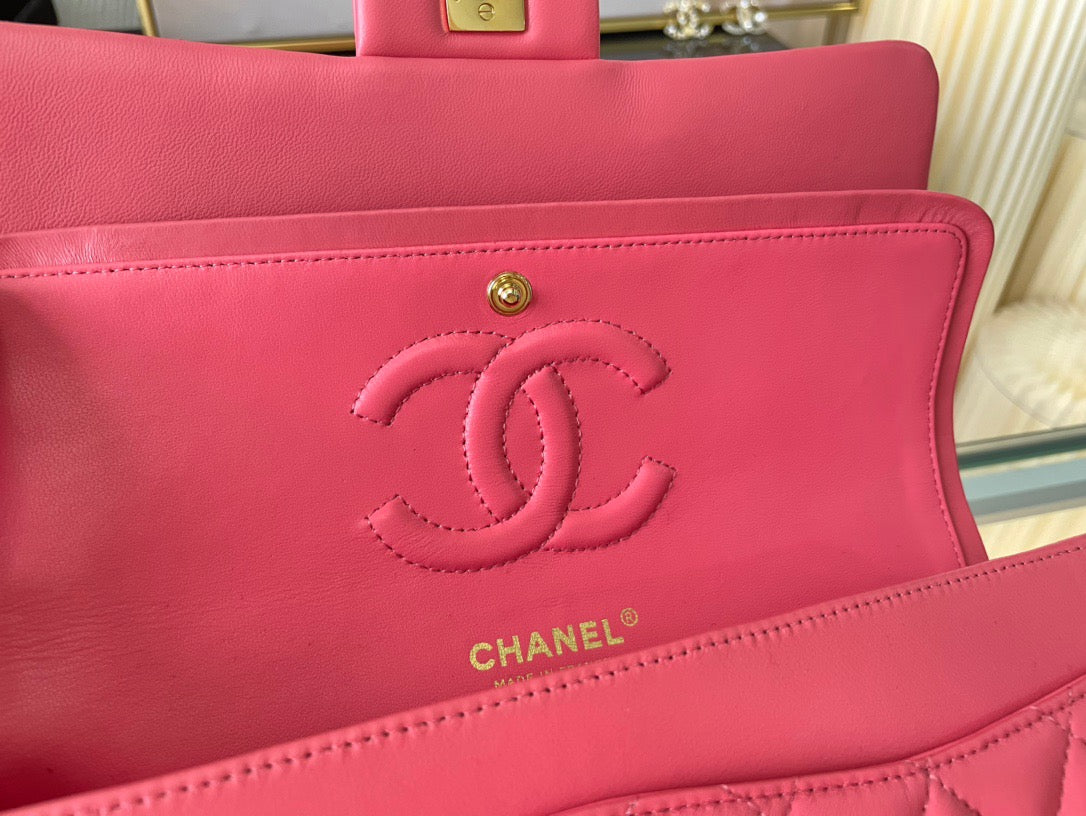 Chanel Classic Flap Medium In Rose Red Lambskin