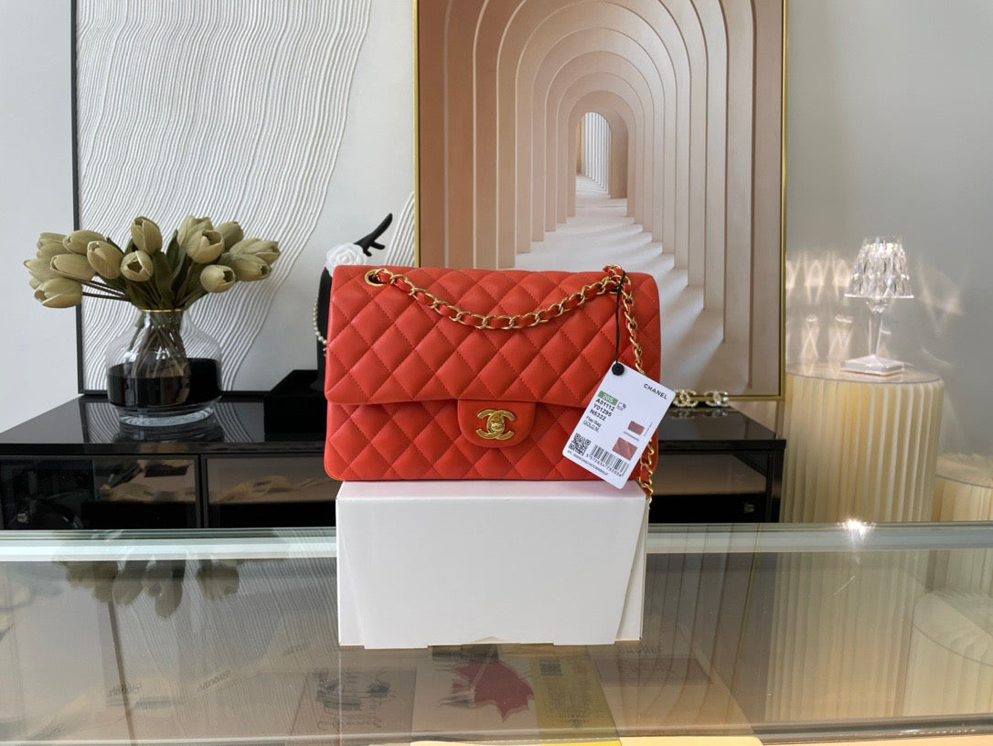 Chanel Classic Flap Medium In Orange Lambskin