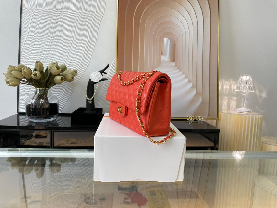 Chanel Classic Flap Medium In Orange Lambskin