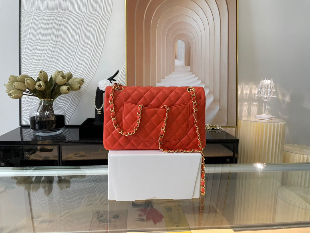 Chanel Classic Flap Medium In Orange Lambskin