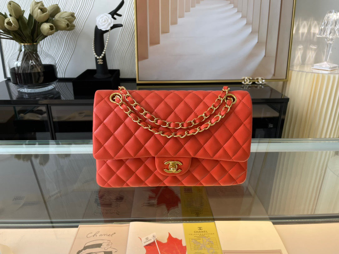 Chanel Classic Flap Medium In Orange Lambskin