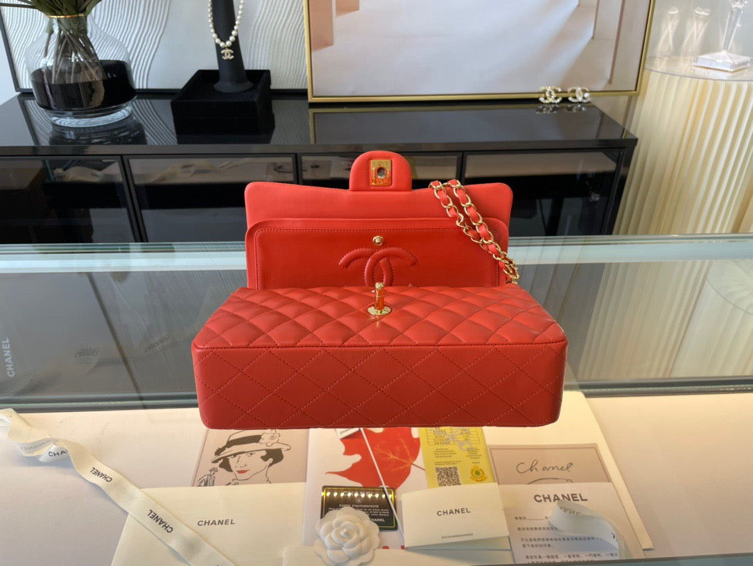 Chanel Classic Flap Medium In Orange Lambskin