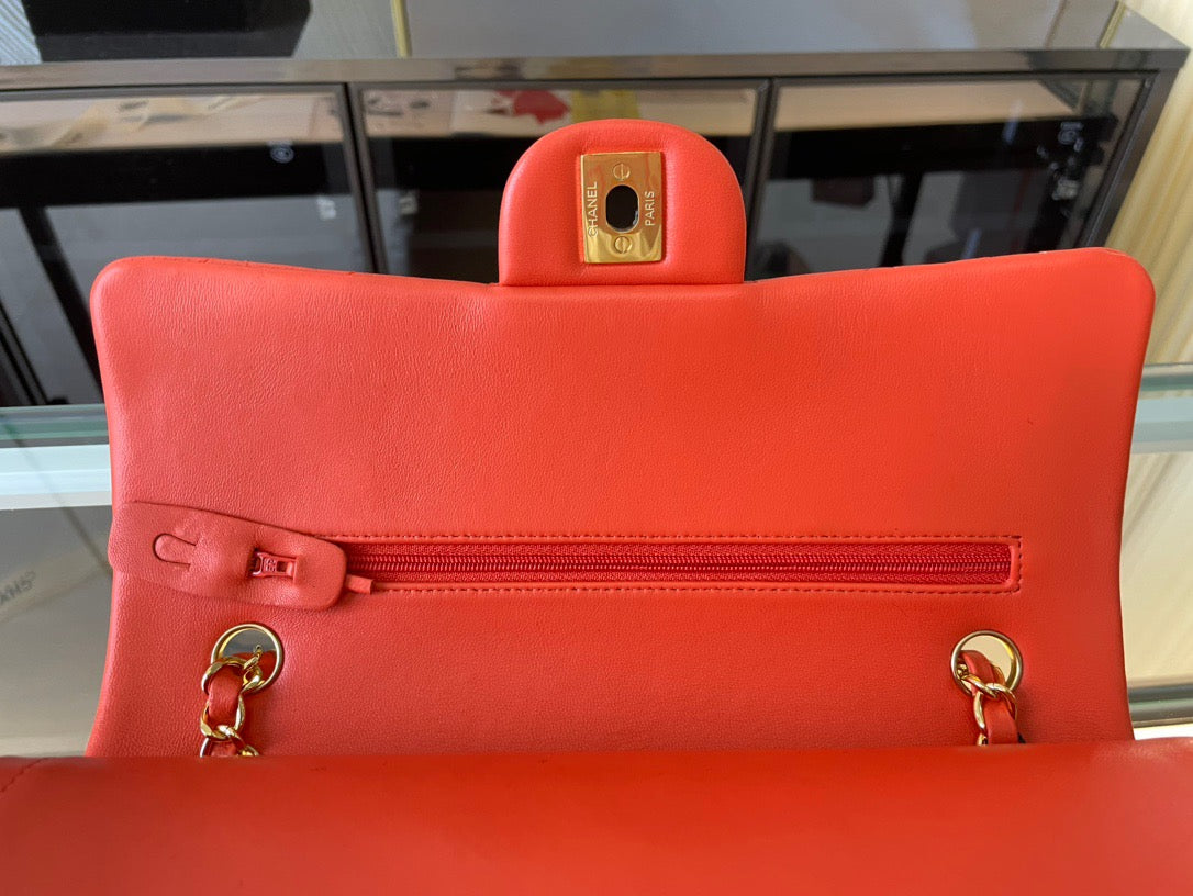 Chanel Classic Flap Medium In Orange Lambskin