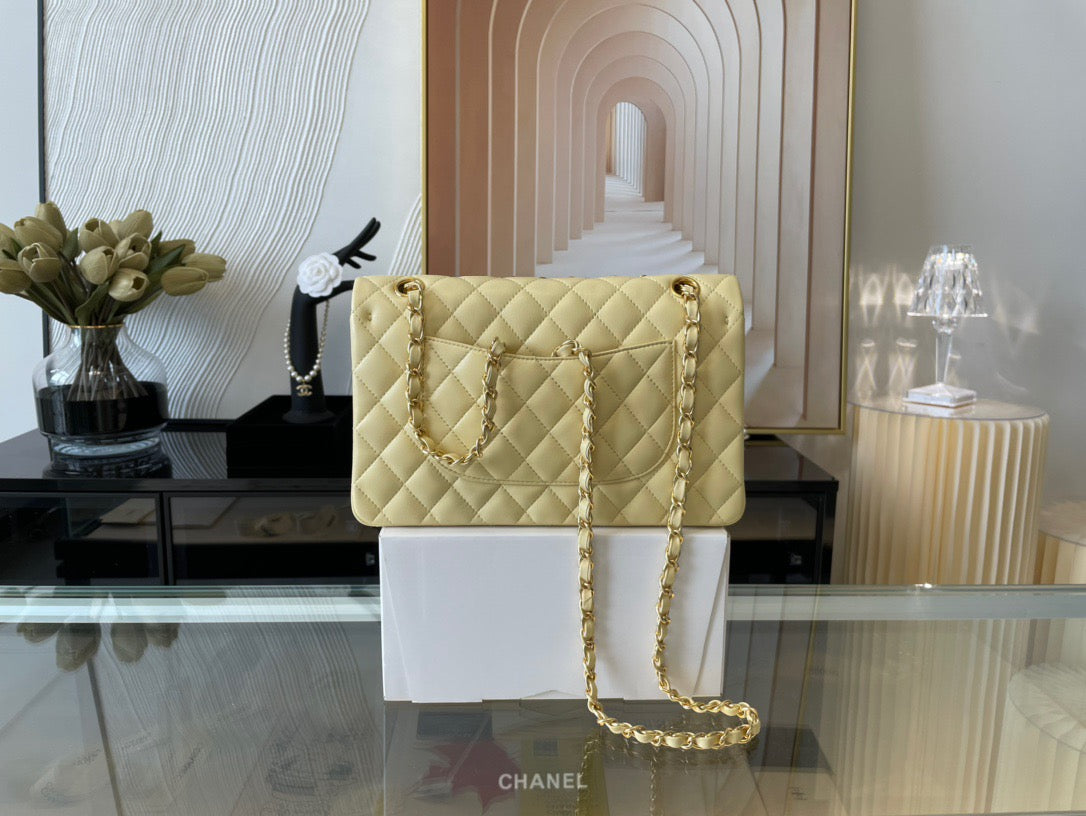 Chanel Classic Flap Medium In Light Yellow Lambskin