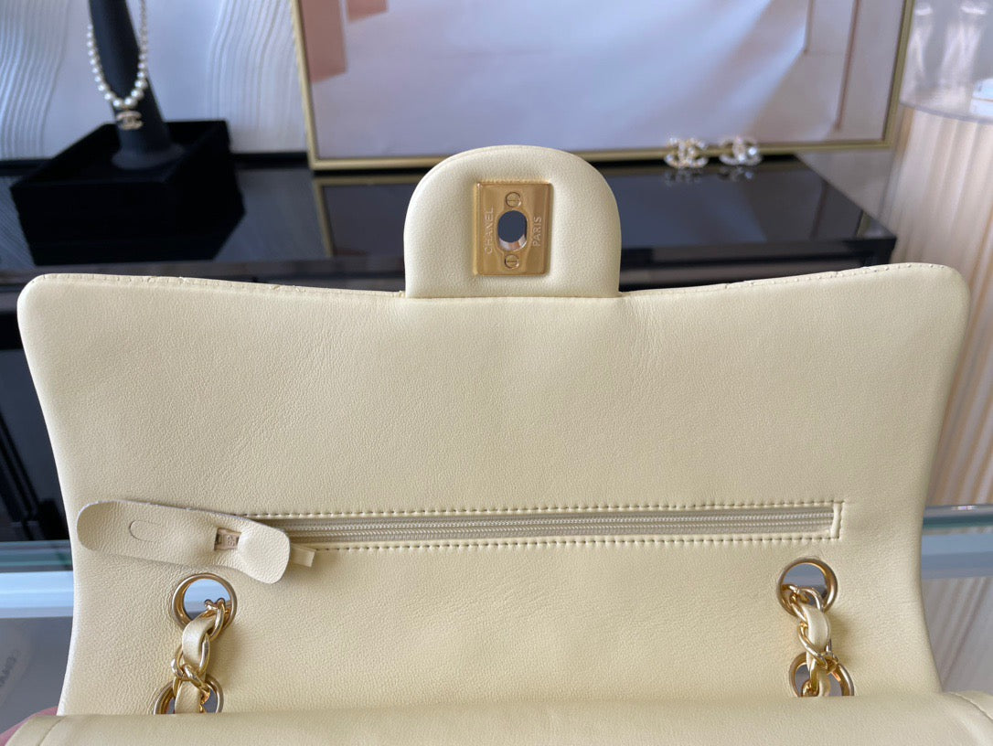 Chanel Classic Flap Medium In Light Yellow Lambskin